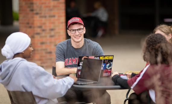 Students studying outside