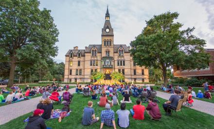 Old Main with students out front