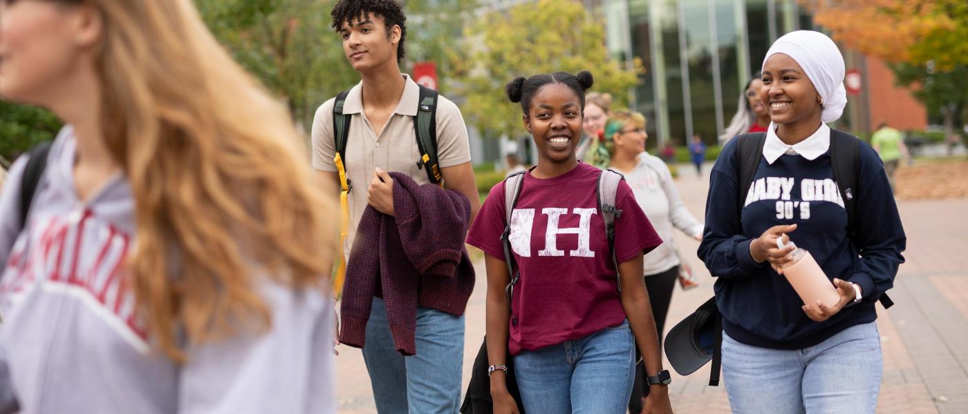 Hamline students walking in front of Anderson